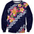 Blue Polynesia Sweatshirt Plumeria With Hibiscus Pattern Tropical Vibes