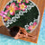 Green Polynesia Beach Blanket Plumeria With Hibiscus Pattern Tropical Vibes