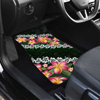Green Polynesia Car Mats Plumeria With Hibiscus Pattern Tropical Vibes