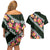 Green Polynesia Couples Matching Off Shoulder Short Dress and Hawaiian Shirt Plumeria With Hibiscus Pattern Tropical Vibes