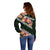 Green Polynesia Off Shoulder Sweater Plumeria With Hibiscus Pattern Tropical Vibes