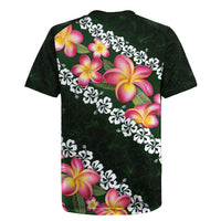 Green Polynesia Rugby Jersey Plumeria With Hibiscus Pattern Tropical Vibes