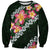 Green Polynesia Sweatshirt Plumeria With Hibiscus Pattern Tropical Vibes