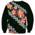 Green Polynesia Sweatshirt Plumeria With Hibiscus Pattern Tropical Vibes