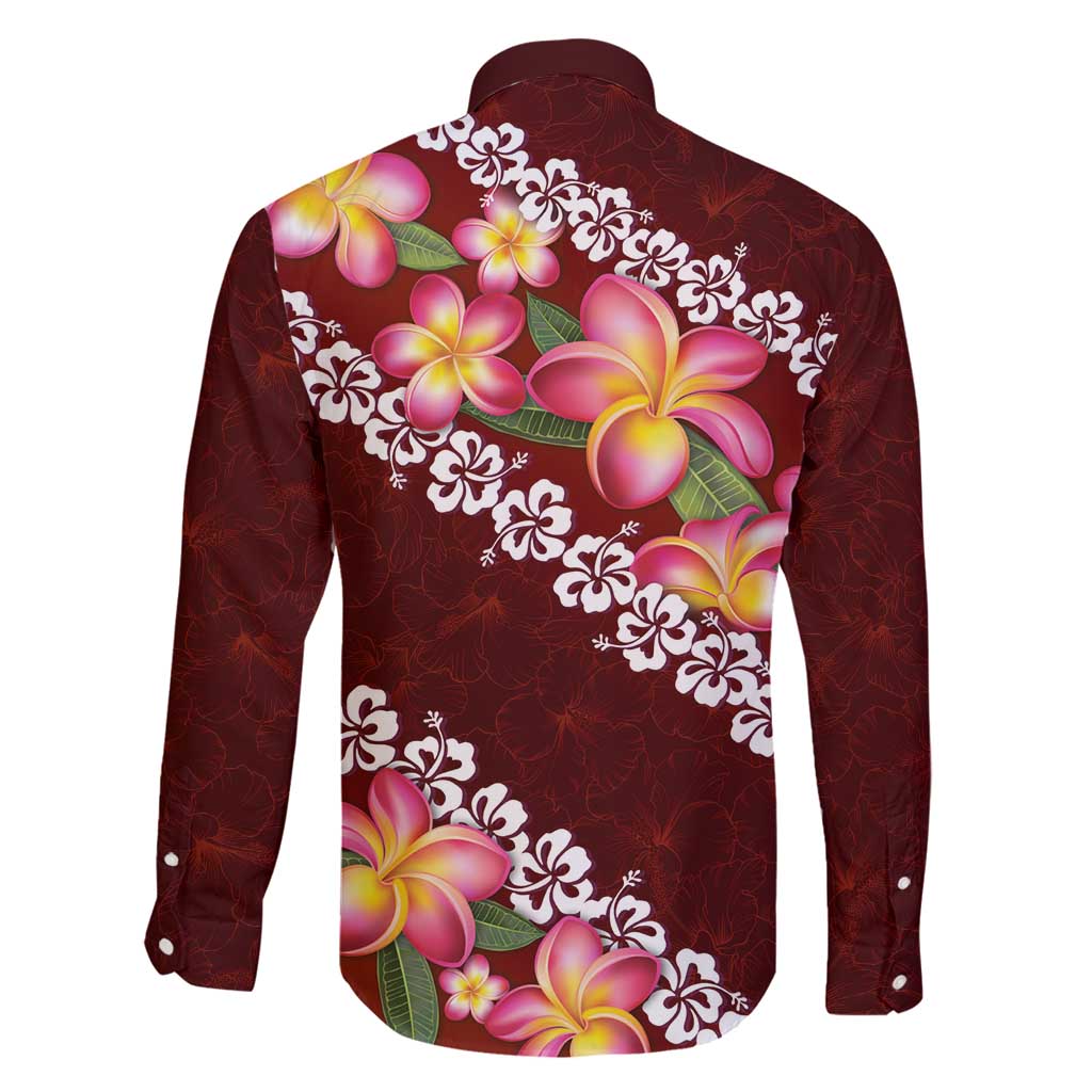 Oxblood Polynesia Family Matching Tank Maxi Dress and Hawaiian Shirt Plumeria With Hibiscus Pattern Tropical Vibes