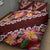 Oxblood Polynesia Quilt Bed Set Plumeria With Hibiscus Pattern Tropical Vibes