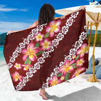 Oxblood Polynesia Sarong Plumeria With Hibiscus Pattern Tropical Vibes