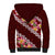 Oxblood Polynesia Sherpa Hoodie Plumeria With Hibiscus Pattern Tropical Vibes