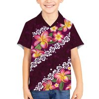 Pink Polynesia Family Matching Tank Maxi Dress and Hawaiian Shirt Plumeria With Hibiscus Pattern Tropical Vibes