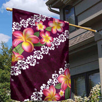 Pink Polynesia Garden Flag Plumeria With Hibiscus Pattern Tropical Vibes