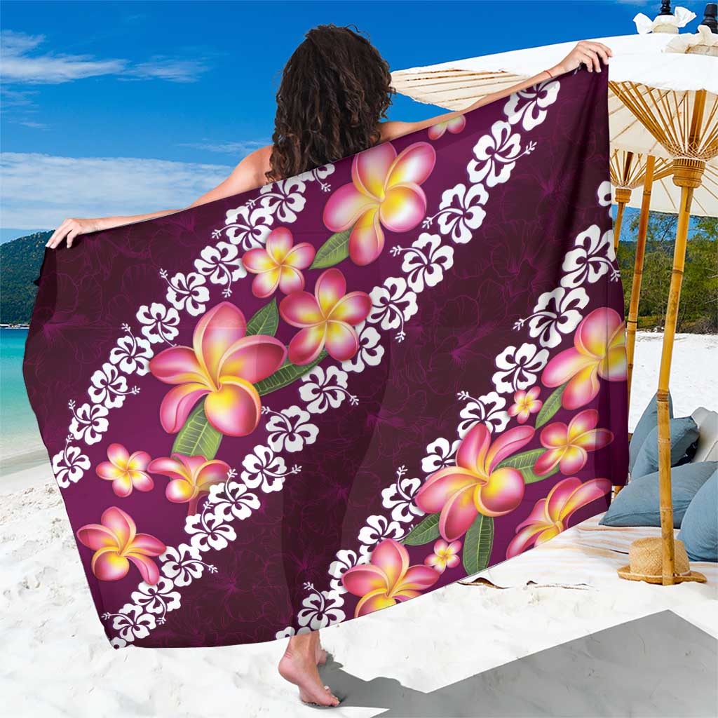 Pink Polynesia Sarong Plumeria With Hibiscus Pattern Tropical Vibes LT14 One Size 44 x 66 inches Pink - Polynesian Pride