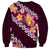Pink Polynesia Sweatshirt Plumeria With Hibiscus Pattern Tropical Vibes