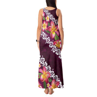 Pink Polynesia Tank Maxi Dress Plumeria With Hibiscus Pattern Tropical Vibes