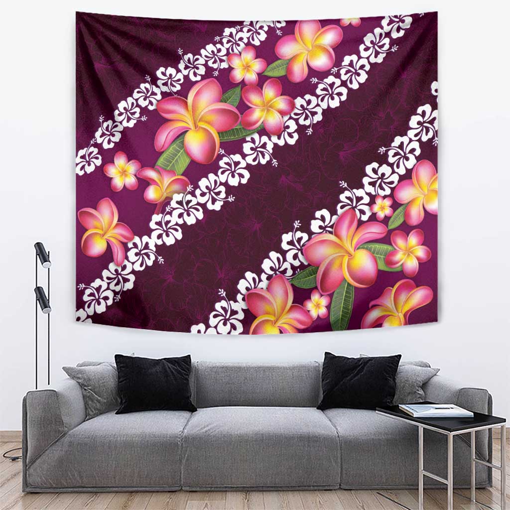 Pink Polynesia Tapestry Plumeria With Hibiscus Pattern Tropical Vibes LT14 Pink - Polynesian Pride