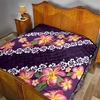 Purple Polynesia Quilt Plumeria With Hibiscus Pattern Tropical Vibes