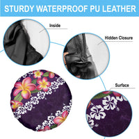 Purple Polynesia Spare Tire Cover Plumeria With Hibiscus Pattern Tropical Vibes
