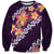 Purple Polynesia Sweatshirt Plumeria With Hibiscus Pattern Tropical Vibes