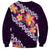 Purple Polynesia Sweatshirt Plumeria With Hibiscus Pattern Tropical Vibes