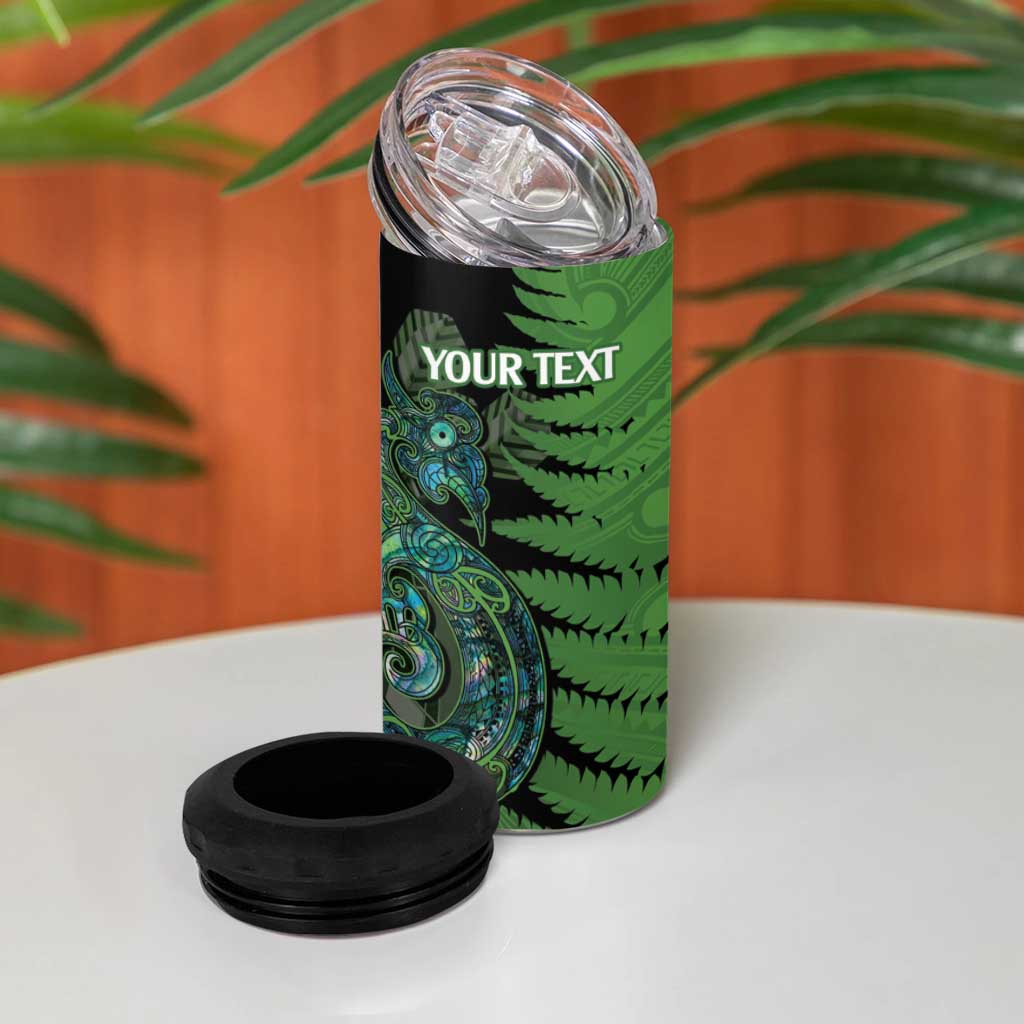 Personalised New Zealand Darts 4 in 1 Can Cooler Tumbler Aotearoa Maori Fern Mix Manaia Tattoo