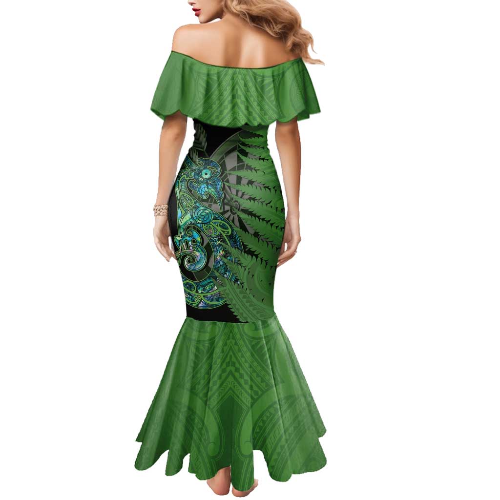 Personalised New Zealand Darts Family Matching Mermaid Dress and Hawaiian Shirt Aotearoa Maori Fern Mix Manaia Tattoo