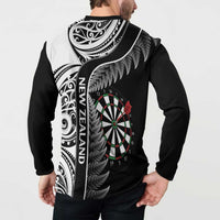 Personalised New Zealand Darts Button Sweatshirt Aotearoa Fern Mix Paua Shell Manaia - Black