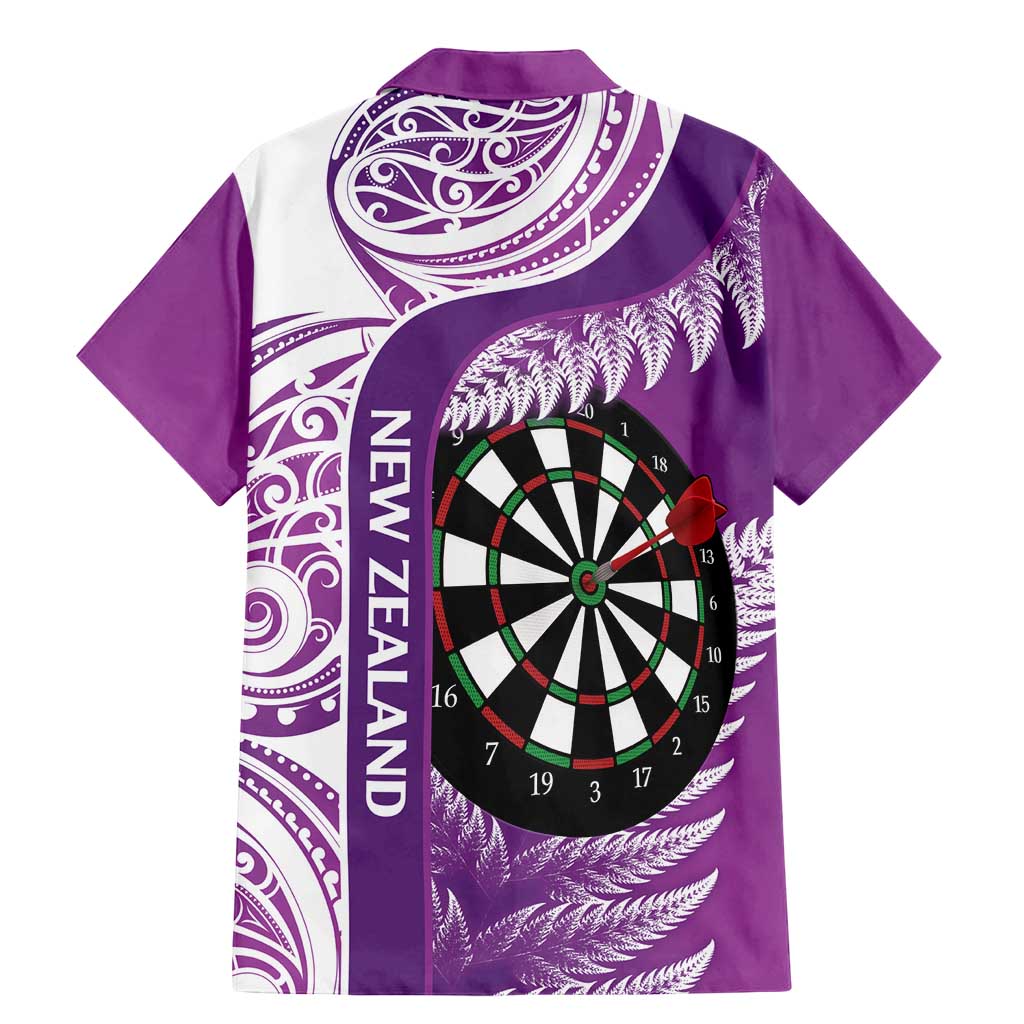 Personalised New Zealand Darts Family Matching Mermaid Dress and Hawaiian Shirt Aotearoa Fern Mix Paua Shell Manaia - Purple
