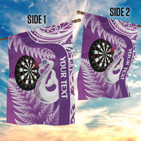 Personalised New Zealand Darts Garden Flag Aotearoa Fern Mix Paua Shell Manaia - Purple