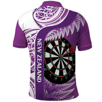 Personalised New Zealand Darts Polo Shirt Aotearoa Fern Mix Paua Shell Manaia - Purple