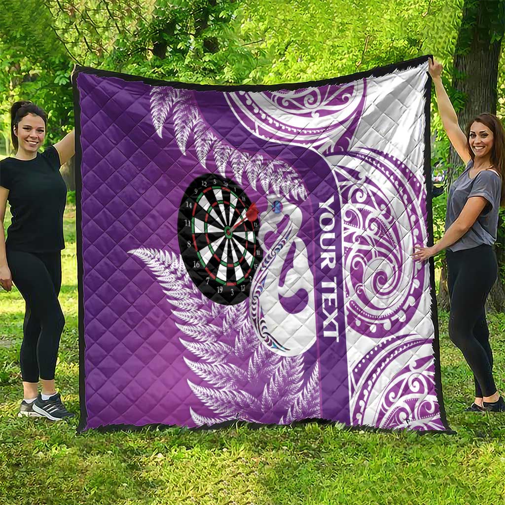 Personalised New Zealand Darts Quilt Aotearoa Fern Mix Paua Shell Manaia - Purple