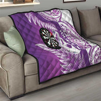 Personalised New Zealand Darts Quilt Aotearoa Fern Mix Paua Shell Manaia - Purple