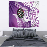 Personalised New Zealand Darts Tapestry Aotearoa Fern Mix Paua Shell Manaia - Purple