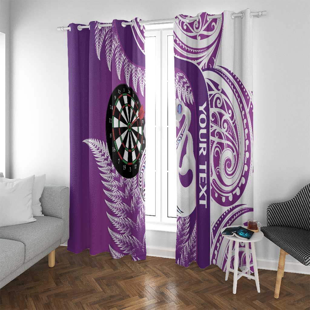 Personalised New Zealand Darts Window Curtain Aotearoa Fern Mix Paua Shell Manaia - Purple
