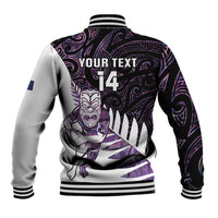 New Zealand Silver Fern Rugby Custom Baseball Jacket Go All Black Purple Maori Paua Shell - Polynesian Pride