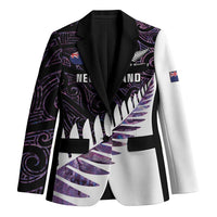 New Zealand Silver Fern Rugby Custom Blazer Go All Black Purple Maori Paua Shell - Polynesian Pride