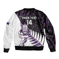 New Zealand Silver Fern Rugby Custom Bomber Jacket Go All Black Purple Maori Paua Shell - Polynesian Pride
