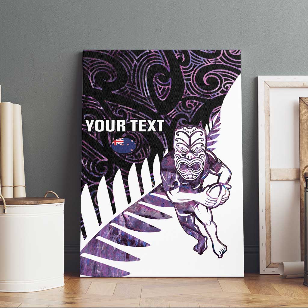 New Zealand Silver Fern Rugby Custom Canvas Wall Art Go All Black Purple Maori Paua Shell - Polynesian Pride