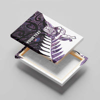 New Zealand Silver Fern Rugby Custom Canvas Wall Art Go All Black Purple Maori Paua Shell - Polynesian Pride
