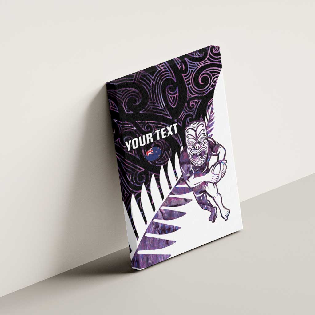 New Zealand Silver Fern Rugby Custom Canvas Wall Art Go All Black Purple Maori Paua Shell - Polynesian Pride