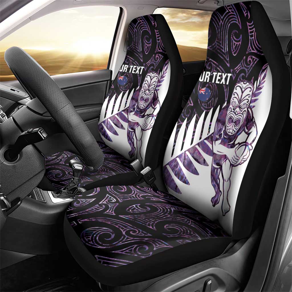 New Zealand Silver Fern Rugby Custom Car Seat Cover Go All Black Purple Maori Paua Shell - Polynesian Pride