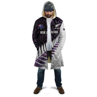 New Zealand Silver Fern Rugby Custom Cloak Go All Black Purple Maori Paua Shell - Polynesian Pride