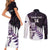 New Zealand Silver Fern Rugby Custom Couples Matching Short Sleeve Bodycon Dress and Long Sleeve Button Shirt Go All Black Purple Maori Paua Shell - Polynesian Pride