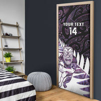 New Zealand Silver Fern Rugby Custom Door Cover Go All Black Purple Maori Paua Shell - Polynesian Pride
