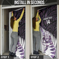 New Zealand Silver Fern Rugby Custom Door Cover Go All Black Purple Maori Paua Shell - Polynesian Pride