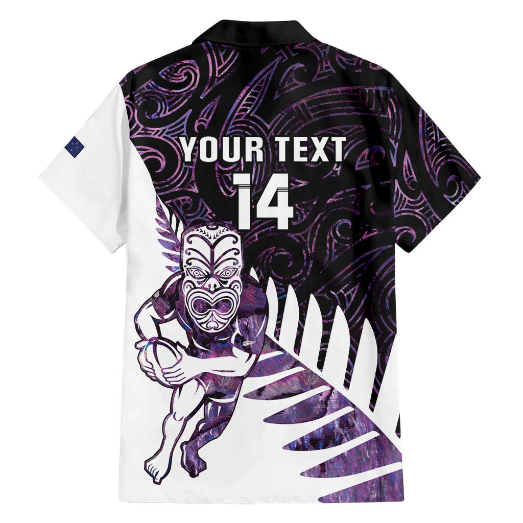 New Zealand Silver Fern Rugby Custom Family Matching Summer Maxi Dress and Hawaiian Shirt Go All Black Purple Maori Paua Shell - Polynesian Pride