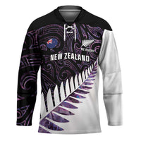 New Zealand Silver Fern Rugby Custom Hockey Jersey Go All Black Purple Maori Paua Shell - Polynesian Pride