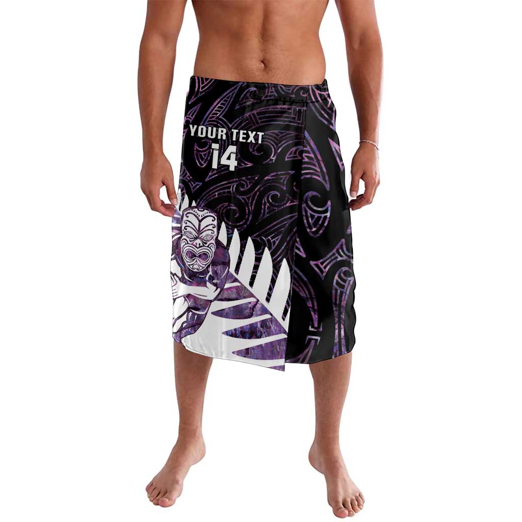 New Zealand Silver Fern Rugby Custom Lavalava Go All Black Purple Maori Paua Shell - Polynesian Pride
