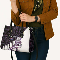 New Zealand Silver Fern Rugby Custom Leather Bag Go All Black Purple Maori Paua Shell - Polynesian Pride