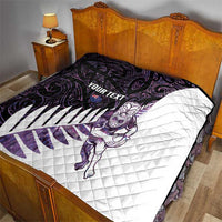 New Zealand Silver Fern Rugby Custom Quilt Go All Black Purple Maori Paua Shell - Polynesian Pride
