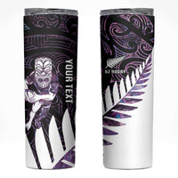 New Zealand Silver Fern Rugby Custom Skinny Tumbler Go All Black Purple Maori Paua Shell - Polynesian Pride