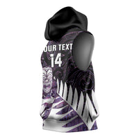 New Zealand Silver Fern Rugby Custom Sleeveless Hoodie Go All Black Purple Maori Paua Shell - Polynesian Pride